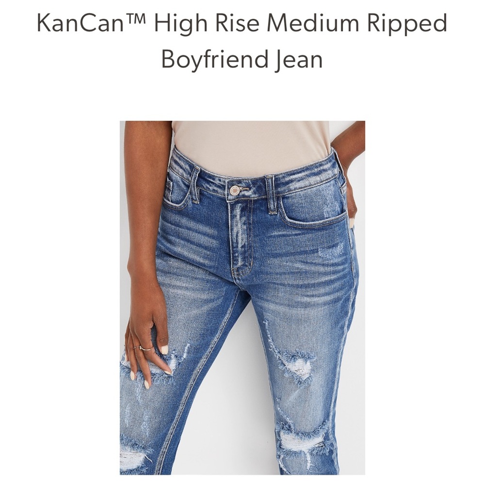 KanCan™ High Rise Medium Ripped Boyfriend Jean